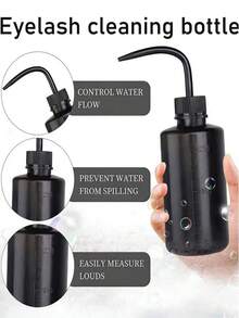 Set de 3 piezas para extensión de pestañas: 1 botella de plástico de 250ml de limpiador de pestañas + 2 cepillos de limpieza de pestañas, el frasco limpiador multifuncional se puede usar para almacenar solución para tatuajes, cepillo de limpieza de puntos negros de la nariz - Multicolor - Ver 3