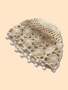 1pc Summer Breathable Boho Handmade Crochet Floral Tassel Headband, Hollow Out Versatile Hat - A - View 16