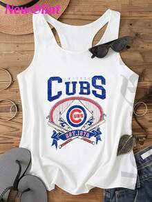 Women's Vintage Chicago Cubs Baseball Tank Top,Stylish, Comfortable, And Breathable, With A Playful And Charming Vibe. It Is Perfect For Parties, Casual Vacations, Beach Outings, Street Style, And Everyday Summer Wear-Making It A Delightful Surprise Gift For Friends And Family. - trắng - Xem 1
