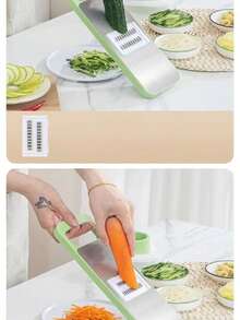 Multi-Functional Stainless Steel Slicer, Household Kitchen Vegetable Cutter, Coarse & Fine Julienne Slicer, Potato Grater, Cucumber Shredder - Fresh Green - View 6