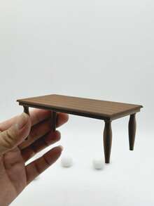 Mesa de Jantar Miniatura de Plástico Impressa em 3D, Decoração de Móveis de Micro Casa de Bonecas, Acessórios Modelo Miniatura para Casa, Adereços de Cena de Restaurante de Casa de Bonecas, Mesa Pequena, Cadeira com Encosto, Vaso, Modelos de Móveis em Micro Escala, Adereços de Fotografia de Micro Cena - Mesa de nogueira - Visão 6