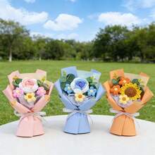 创意花束，手工编织玫瑰向日葵花束，人造玫瑰花束，情人节、圣诞节、婚礼、母亲节、教师节、新年、生日、毕业典礼礼物（含礼盒） - 彩色 - 查看 2