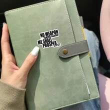 1件可拆卸防水耐用戶外PVC 3英吋貼紙，印有「沒有任何武器能對你造成傷害」以賽亞書 54:17 勵志基督教信仰金句，黑白粗體設計，適用於筆電、手機、水壺、滑板、頭盔、手帳、汽車桿 - 3*2.27英寸 - 查看 8