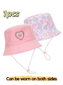 Mũ tai bèo thêu hình trái tim cầu vồng cho trẻ em, kiểu dáng tối giản, đa năng, chống nắng, thích hợp cho mùa xuân/hè. - 1PC - Xem 8