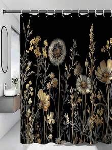 1/4pcs Bohemian Vintage Floral Black Gold Shower Curtain Set, Made Of Polyester Fabric, Waterproof, With Hooks, Machine Washable, Farmhouse Style Bathroom Curtain & Rug, Waterproof Polyester Shower Curtain, Non-Slip Bath Mat, U-Shaped Toilet Rug With 12 Hooks - Modern Style, Suitable For Home Decor, Bathroom Decor And Accessories, Easy To Clean And Maintain, Elegant Housewarming Gift - Fit For All Seasons - A - View 17