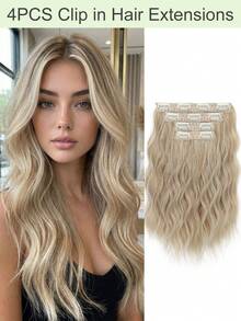 Curly Clip In Hair Extensions, 4PCS 12 Inch Wavy Hair Extensions Clip Ins - Lace Weft Soft Natural Hairpieces For Women - Multicolor - View 9