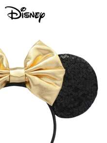 Disney 1pc Black Sequin + Gold Shiny Headband, Black Sequin + Gold Shiny Headband - Holiday Party Headpiece, Headwear, Fun Photo Prop, Amusement Park Accessory, Suitable For Birthday Party And Easter Event, With Cute Bow Cartoon Hair Clip, Princess Costume Accessory Hair Band Hair Hoop Hairband - Multicolor - View 4