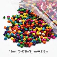 200pcs Large Hole Wooden Beads, Vintage Round Natural Wood Beads, Colorful Loose Wooden Spacer Beads For Necklace, Bracelet, Hair DIY Craft Decoration - Multicolor - View 6