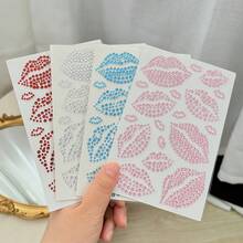 1片3D红色水钻自粘面部宝石，多色水钻唇部、发饰，节日亲吻贴纸，面部宝石，适用于化妆、眼部、头发、身体、嘉年华装饰 - 彩色 - 查看 5