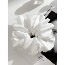 1pc White Faux Silk Super Large Fluffy High Elasticity Soft Smooth Texture Fashionable Casual Comfortable Wear All-Match Women's Hair Scrunchie With A Touch Of Luxury Scrunchies Hair Ties Scrunchy Hair Ties Ponytail Head Accessories Elastic Band Beauty Home Hair Accessories - 白色 - 查看 7