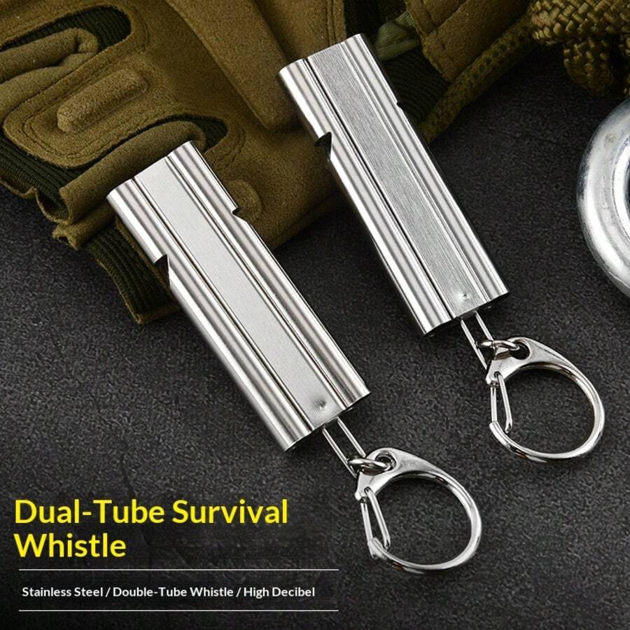 Stainless Steel Outdoor Referee Sports Survival Firefighter Whistle, Titanium Alloy Dual-Tube High Frequency Whistle - Multicolor - View 1