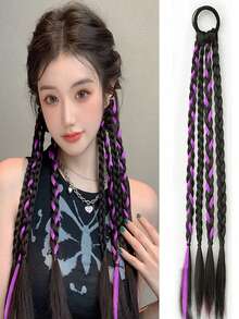 1件/2件装合成马尾辫接发,Y2K甜美酷女孩派对、节日辫子接发 - 拼色 - 查看 15