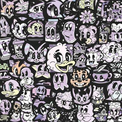 50 Pieces Of Dark Purple Cute Graffiti Stickers - Waterproof Vinyl, Suitable For Laptop Cases, Phone Cases, Guitars, Skateboards, Etc. - Cartoon Aesthetic DIY Scrapbook Children's Gift