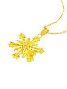 1件畅销闪亮雪花双面项链，精致花朵造型吊坠，女士稀有高端项圈项链，可作礼物 - 彩色 - 查看 4