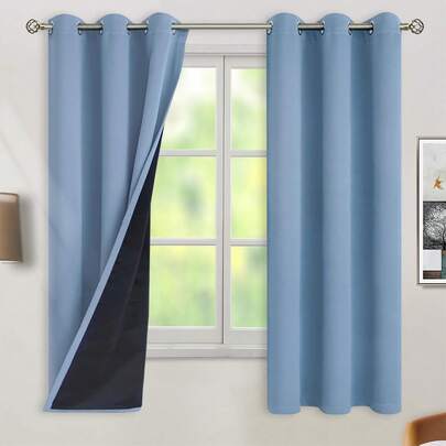 1 pieza Cortina opaca de verano, 100% efecto de oscurecimiento, diseño de ojales superior para una apertura y cierre fáciles, cortina opaca para dormitorio para un sueño profundo, aislamiento del calor de verano