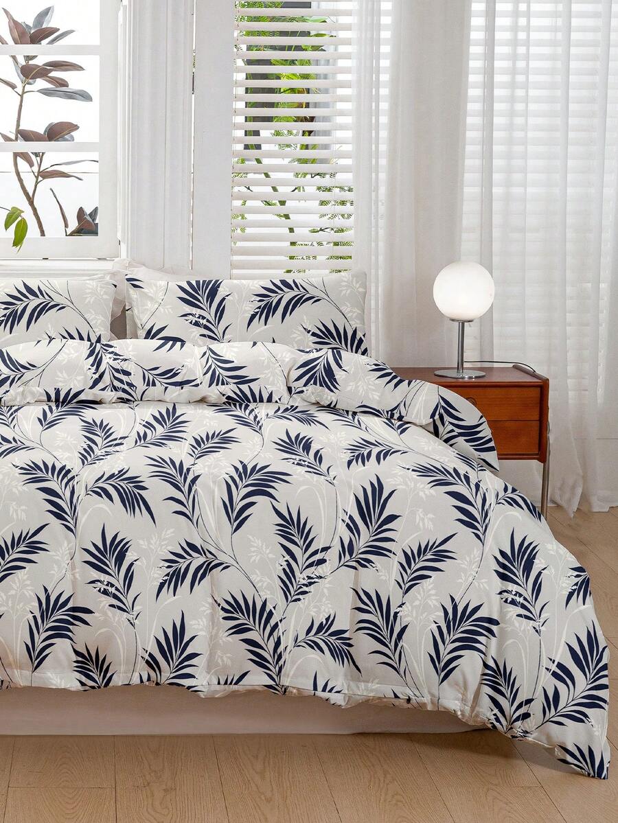 三件套花卉图案床上用品，采用柔软透气的超细纤维面料，四季皆宜，舒适透气，可机洗，不易褪色、起球、缩水、抗皱，适合波西米亚风/农舍风/现代简约风卧室装饰，适用于特大号/大号/标准双人床，是居家、宿舍、公寓、酒店、度假屋和礼品的理想之选。 - 彩色 - 查看 1