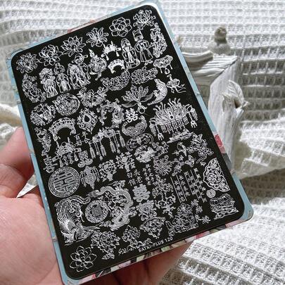 Reusable Large Nail Art Stamping Plate, European Style Floral Window Pattern, Suitable For Nail Decoration, Glass Window, Stained Glass Window