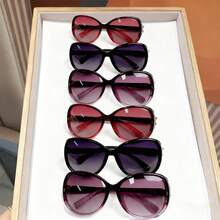 6pcs Women's Large Plastic Gradient Fashion Glasses Set, Suitable For Street, Summer, Vacation, And Daily Use - Bohemian Beach Accessories Women's Glasses, Suitable For Beach Vacation, Outing, And Travel - Nhiều màu - Xem 12
