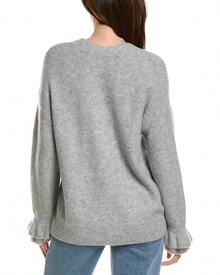 CeCe Ruffle Cuff Cardigan - Xám - Xem 3