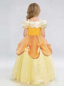 Girls' Princess Dress, Birthday Party Luminous Costume, Synchronized With Music, Remote Control App, Suitable For Cosplay, Includes Crown, Magic Wand, Gloves, Necklace (Batteries Not Included) - Yellow - View 10