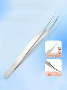 1pc Stainless Steel Precision Tweezers For Eyelash Extension, Facial Hair Removal And Blackhead Extraction - Fragrance Free - Multicolor - View 3