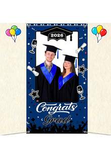 Decoraciones de graduación 2026, Fondo y accesorios para fotografías de fiesta de graduación 2026, Felicitaciones por la graduación 2026, Decoraciones de fiesta de graduación de escuela secundaria/universidad de color azul y negro, Fondo de fiesta, Accesorios para fotografías, Celebración de vacaciones, Ceremonia de graduación - multicolor - Ver 5