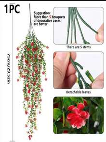 1 Bouquet Lifelike Artificial Decorative Flowers, UV-Resistant Simulated Plants For DIY, Home, Garden, Dining Table, Living Room, Wedding, Party Decoration, Spring & Summer, Valentine's Day Centerpieces - Red 1 - View 4