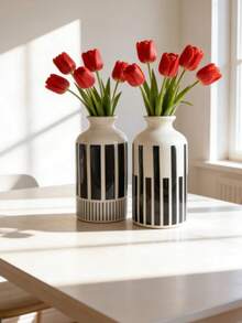 Ceramic Vase With Black Stripes, Simple Vase For Party Decoration - Western-style Bottle - View 2