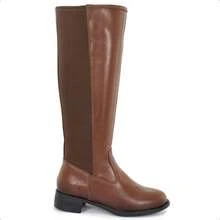 Women's High-Top Riding Boot With Side Zipper, Comfortable, Low Heel, Non-Slip, Stylish Winter Fashion - Caqui - Ver 2