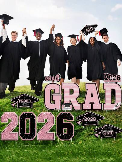 2pcs-Graduation Sign Board, Large Pink "Congratulations On Graduation" Lawn Sign, 2026 Graduation Sign Board With Stand, Outdoor Graduation Party Decorations, Suitable For College And High School Graduation Sign Decorations.