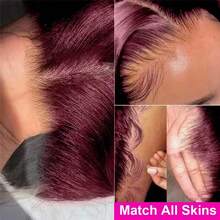 Uveous 99J Burgundy Bob 13x4 HD Transparent Lace Front Wigs Human Hair Wig Human Hair Pre Plucked Hairline Lace Frontal Short Body Wave Bob Wigs For Women Human Hair - S99J - 查看 2