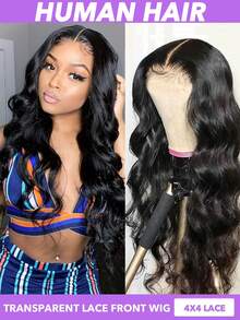 Bleached Knots 24 Inch Body Wave Human Hair Front Wigs Pre Plucked With Baby Hair 4x4 Lace Wear And Go Glueless Wigs Real Human Hair 150% Density Loose Body Lace Front Wigs Human Hair Wigs For Women No Glue Lace Front Closure Ready To Wear Wigs 8-26 28 30 Inch Natural Black #1B - Natural Black - View 1