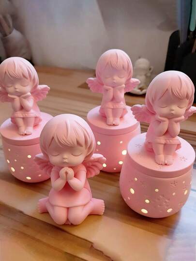 1个3D小天使女孩硅胶蜡烛模具，DIY可爱天使石膏娃娃环氧树脂模具，耐热易脱模，适用于香薰蜡烛、家居装饰、节日礼物