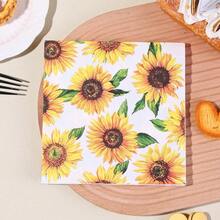 20 Stücke/40 Stücke/60 Stücke Sonnenblumen-Themen-Partydekorationen - Sonnenblumen-Servietten, 2-lagige Einweg-Papierservietten mit gelber Blumendekoration, perfekt für Sommer-Geburtstagspartys, Hochzeiten und andere Blumen-Themen-Partyartikel - Übersicht 3