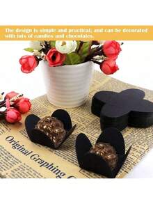 50个情人节巧克力盒包装，巧克力杯垫，巧克力包装托盘，可折叠花形糖果甜点架，新年糖果，适用于婚礼、生日、派对用品、下午茶礼品、情人节/新年/圣诞节糖果盒，彩色邮箱糖果盒，邮箱包装，糖果盒，创意邮箱收纳盒，卡通糖果盒，礼品包装盒 - 查看 2