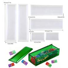 6pcs Domino Tile Resin Mold Set, With Sliding Dominoes, Large Sliding Tray Storage Box Silicone Mold, For Epoxy Resin Casting, Jewelry, Tarot Cards, DIY Crafts, Home Decor - Milky White/silicone - View 4