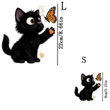 1pc/2pcs/3pcs Black Cat Catching Butterfly Pattern, Suitable For T-Shirts, Hoodies, Pillows, Backpacks And Handbags, Ideal Holiday Gifts, Holiday Design, Durable Printing - L+S - View 1
