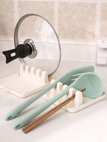 1PC Kitchen Spatula Rack Pot Lid Rack Shelves Countertop Shovel Spoon Shelf Soup Spoon Pad Put Soup Spoon Chopsticks Holder - Multicolor - View 3