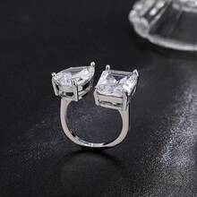 新款女士极简主义超闪亮水滴方形锆石开口可调节手链，个性化百搭珠宝礼品 - KYRA01683 - 查看 6