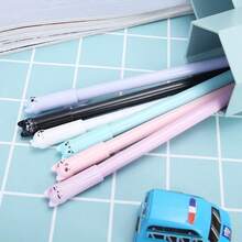 4pcs Creative Stationery Cute Tail Cat Ballpoint Pen, 0.5mm Black Ink - Sets - View 1
