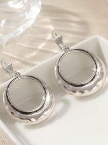 1 par de pendientes de aro grandes vintage y sencillos, pendientes bohemios, pendientes de plata, pendientes bohemios, pendientes de aro, joyería bohemia, regalo perfecto para las vacaciones - Plata antigua - Ver 2