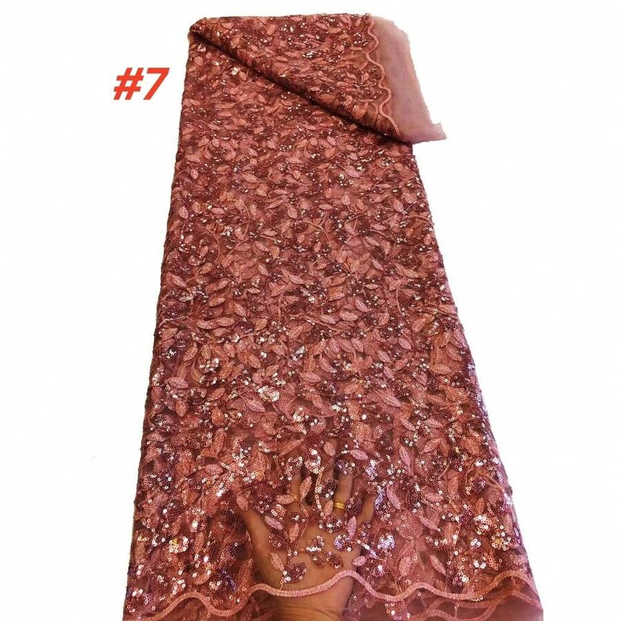 Vải ren lưới Pháp chất lượng cao năm 2026 của Nigeria, vải ren đính sequin châu Phi, thích hợp để may trang phục cô dâu, dự tiệc.
