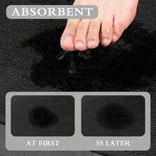 1/3pcs Set Linen-Like Anti-Slip Absorbent Bath Mat, Silica Gel Vintage Pattern Bathroom Mat, U-Shaped Toilet Rug, Washroom Sink Foot Pad, High Quality Thick 6.3mm - Right-angled Square - Black - View 5