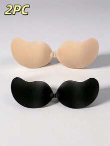 2 pièces Soutien-gorge invisible sans couture avec effet lift, soutien-gorge sans bretelles et sans dos pour femmes en été, cache-tétons en silicone adhésif sans couture, convient pour les robes de mariée, disponible en ton chair et noir, avec coussinets adhésifs, réutilisable, convient pour toutes les saisons - conventionnel - Voir 19