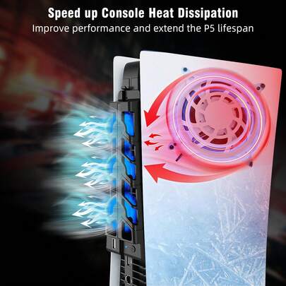 5 (P5) Game Console Cooling Fan | 3 High-Speed Cooling Fans With Blue LED Lights | USB 2.0 Transfer Port | Easy Installation | Improve Cooling Efficiency To Extend P5 Lifespan