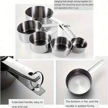 5pcs/10pcs Stainless Steel Measuring Cup And Spoon Set, 5pcs Measuring Spoons + 5pcs Measuring Cups, Stackable Stainless Steel Measuring Cups And Spoons, Coffee Spoon, With Markings For Dry And Wet Ingredients, Cooking, Baking, Coffee, Dishwasher - Kitchen Tools For Cooking And Baking, Kitchen Supplies, Baking Tools - Silver - View 10