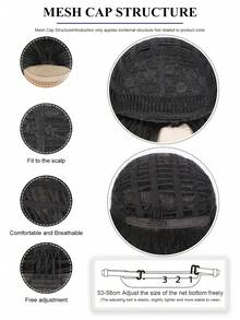 Tóc giả nửa đầu Yaki kiểu xoăn nhẹ, tóc nối nửa đầu Yaik, tóc giả nửa đầu kẹp cho nữ, tóc giả nửa đầu tự tạo kiểu nhanh chóng. - màu đen - Xem 6