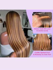 200% Ultra High Density Sleek Straight Wig - 13x6 13x4 5x5HD Transparent Lace Frontal Human Blended Hair, Pre-Plucked Glueless Wig For Women, Ultra Full Silky Style & Natural Look, No Glue & Ready To Wear - SP4/27 - View 5