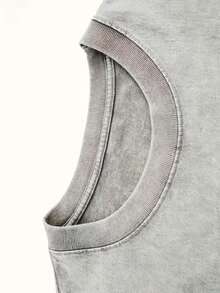 Men Gray Washed Casual Streetwear Brand 100 Percent Cotton T Shirt Dragon And Flowers Print With Vons Dutchs Text For Everyday Wear Outdoors | Front And Back Print | Vintage Heavyweight Tee | Perfect Gift | Loose Comfortable Breathable | Machine Washable Fabric | Hip Hop Cool Style | Drippy Clothes | Y2K - 灰色 - 查看 4