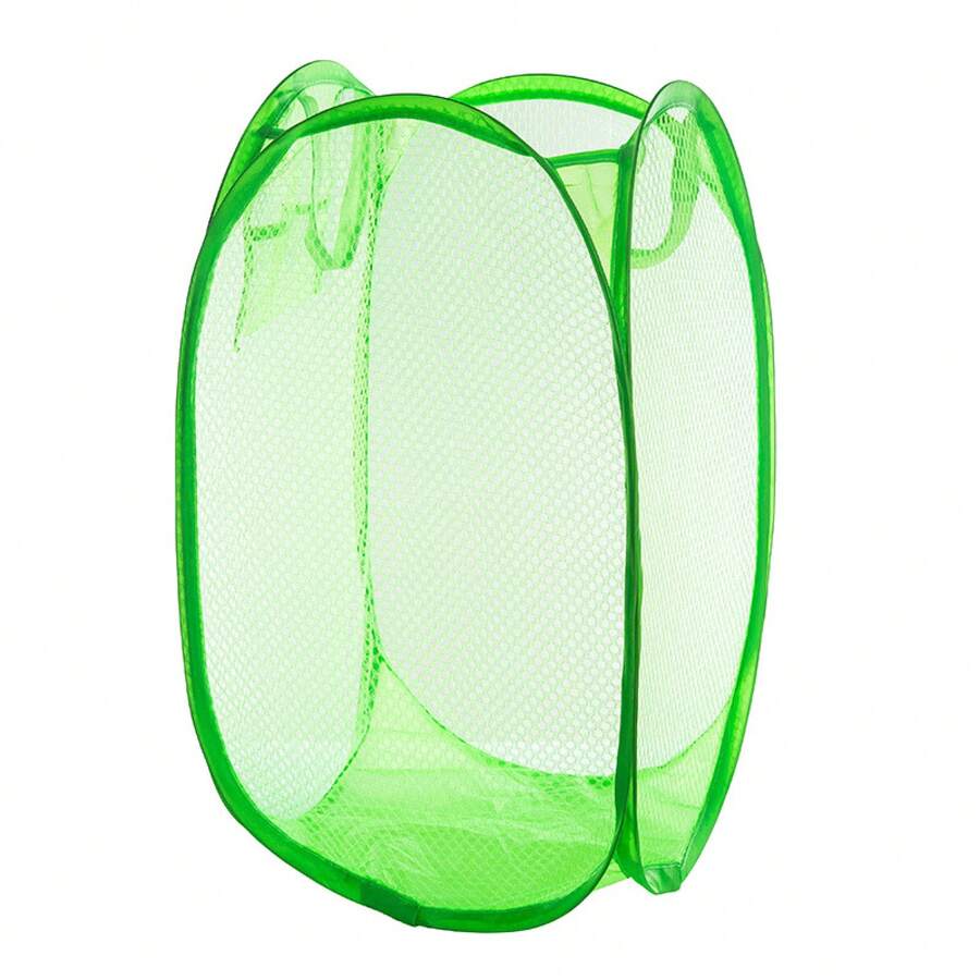 1pc Pop-Up Mesh Laundry Basket, Foldable Portable Laundry Basket, Foldable Dirty Clothes Storage Basket, Household Storage Basket For Socks, Underwear, Toys, And Miscellaneous Items - Màu đỏ - Xem 1
